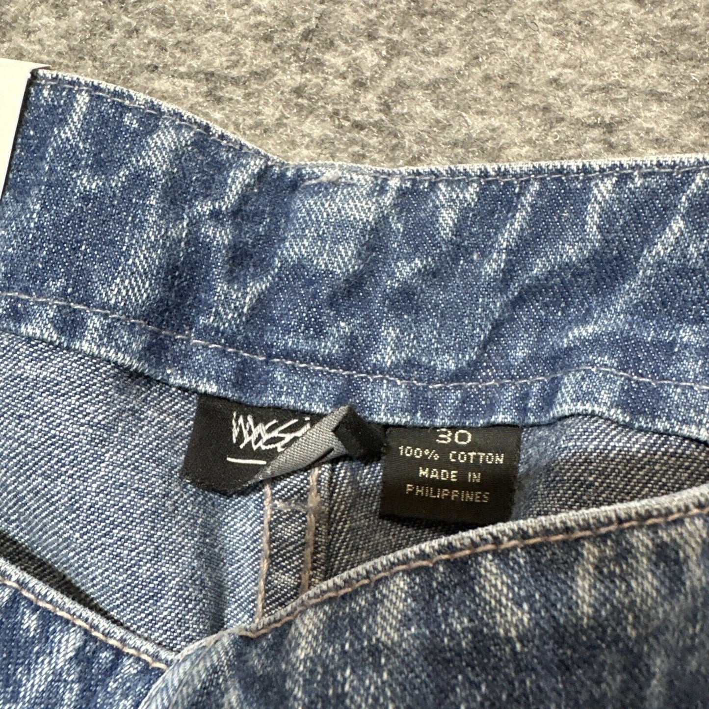 Vintage New Mossimo Gene Wide Leg Side Zip Jeans Women's Size 30 Blue Denim