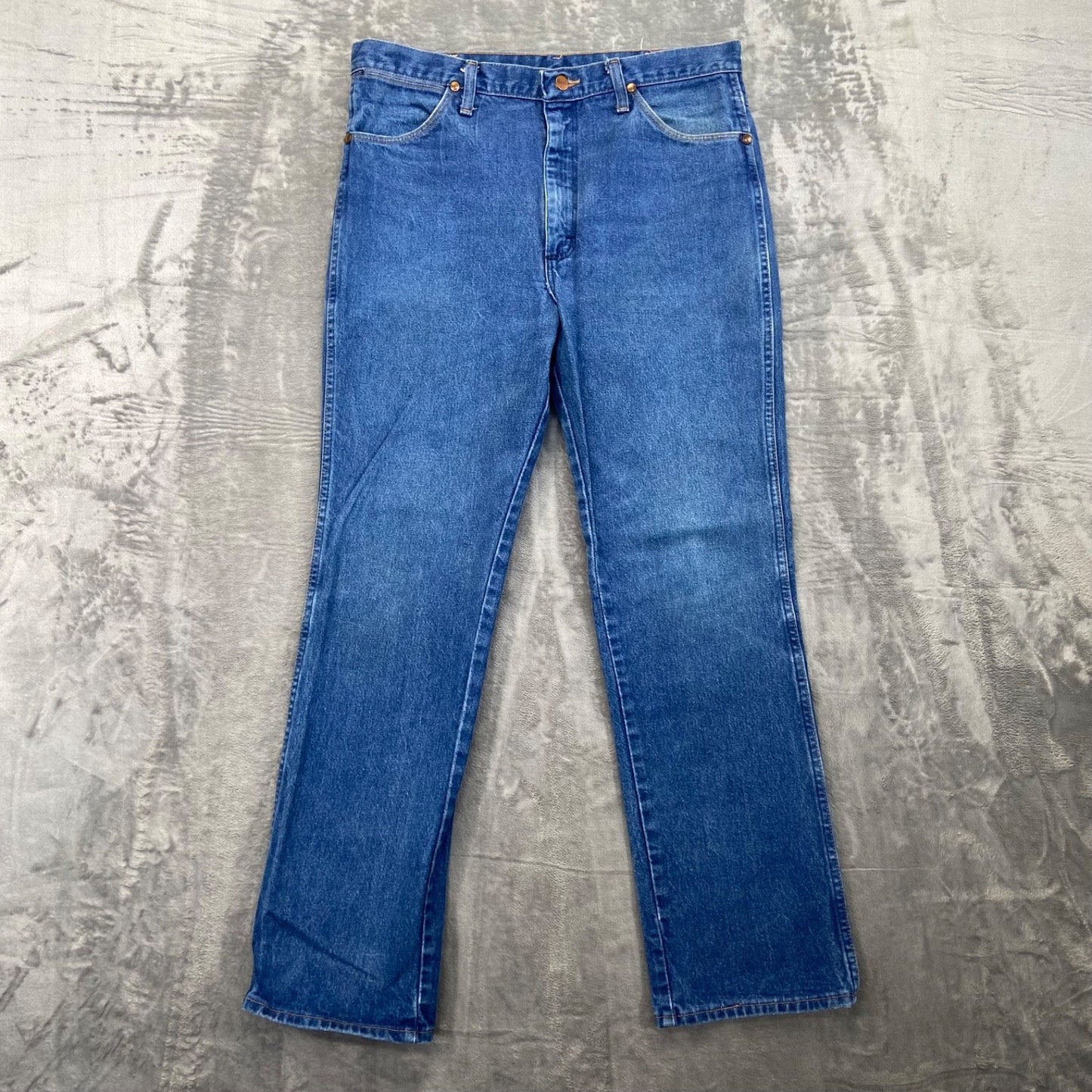 Vintage Wrangler Cowboy Cut Bootcut Jeans Men's Size 36x32 Dark Blue Denim