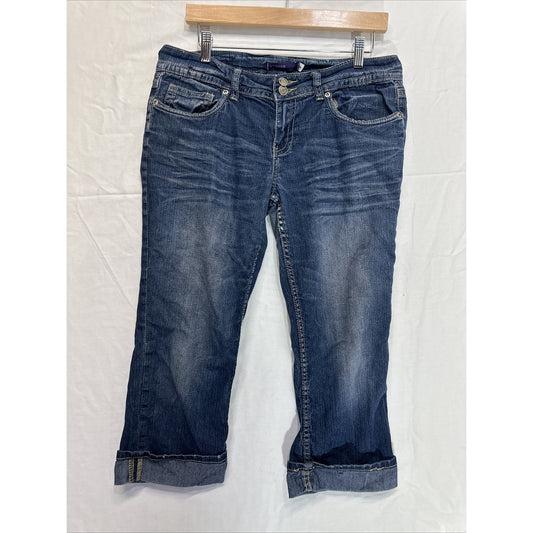 Vigoss Cuffed Capri Jeans Women’s Size 9 Blue Dark Wash Stretch Denim