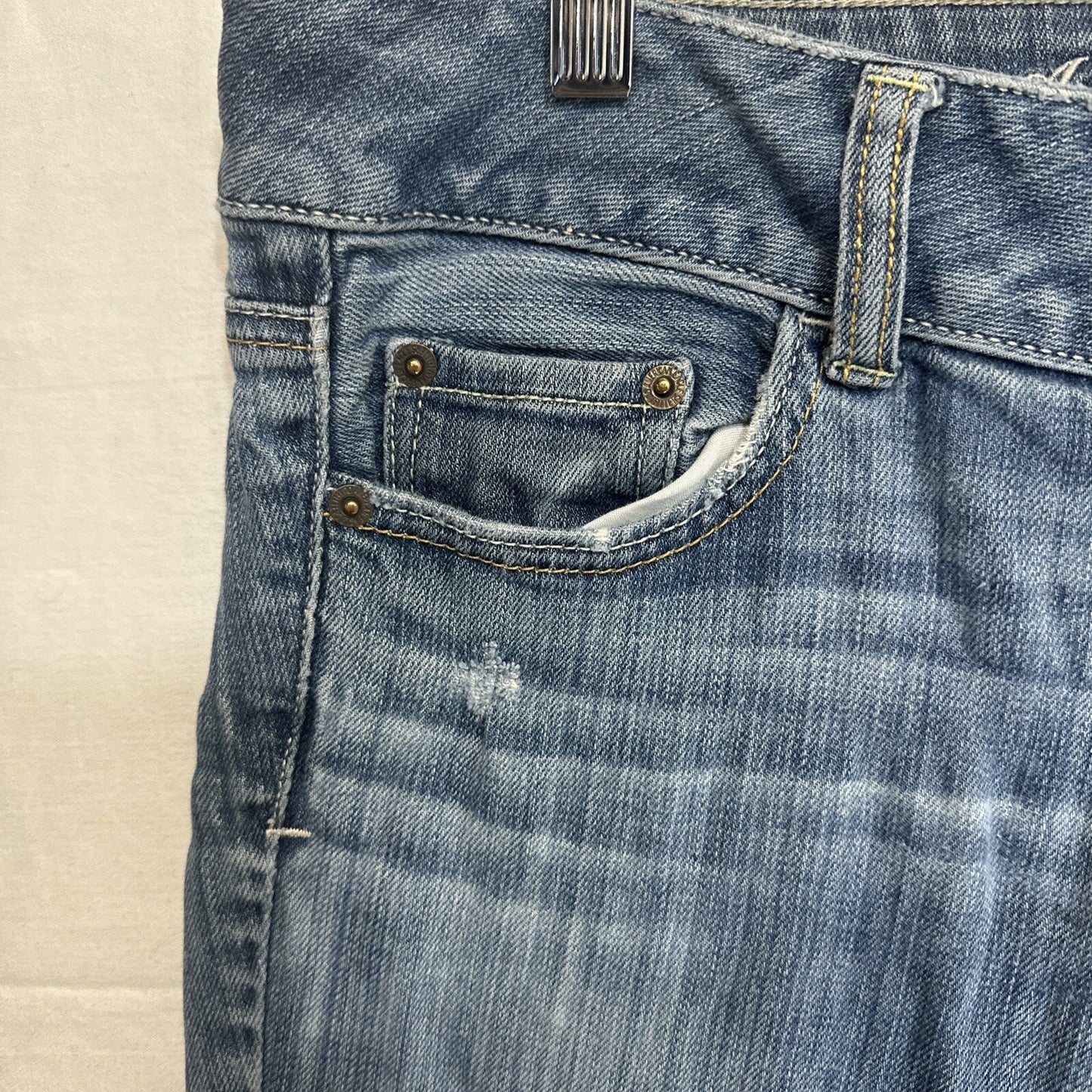 American Eagle Artist Jeans Women's 4 Blue Stretch Flare Low Rise Distressed