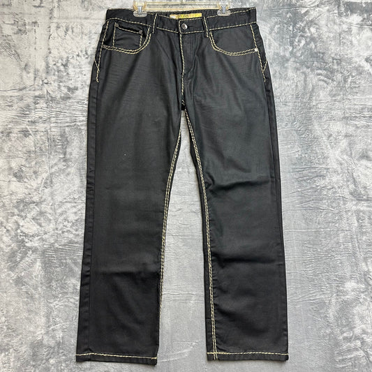 LOG Leather Relaxed Jeans Men's Size 36 Black Denim