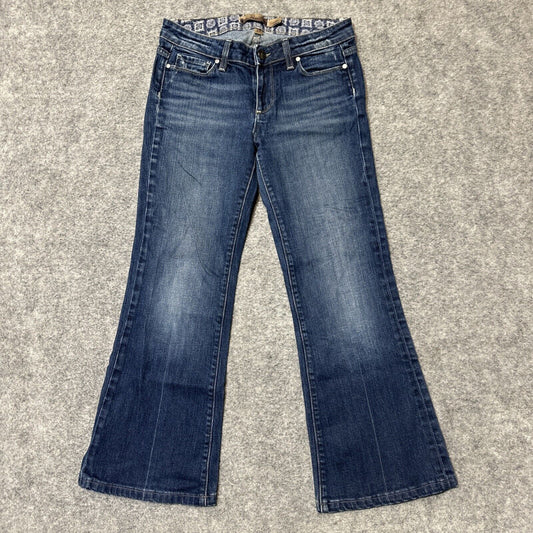 Paige Robertson Cropped Flare Jeans Women's Size 27 Blue Dark Wash Denim