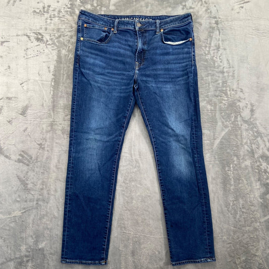 American Eagle Men's Airflex Slim Straight Jeans 38x32 Blue Dark Wash Denim