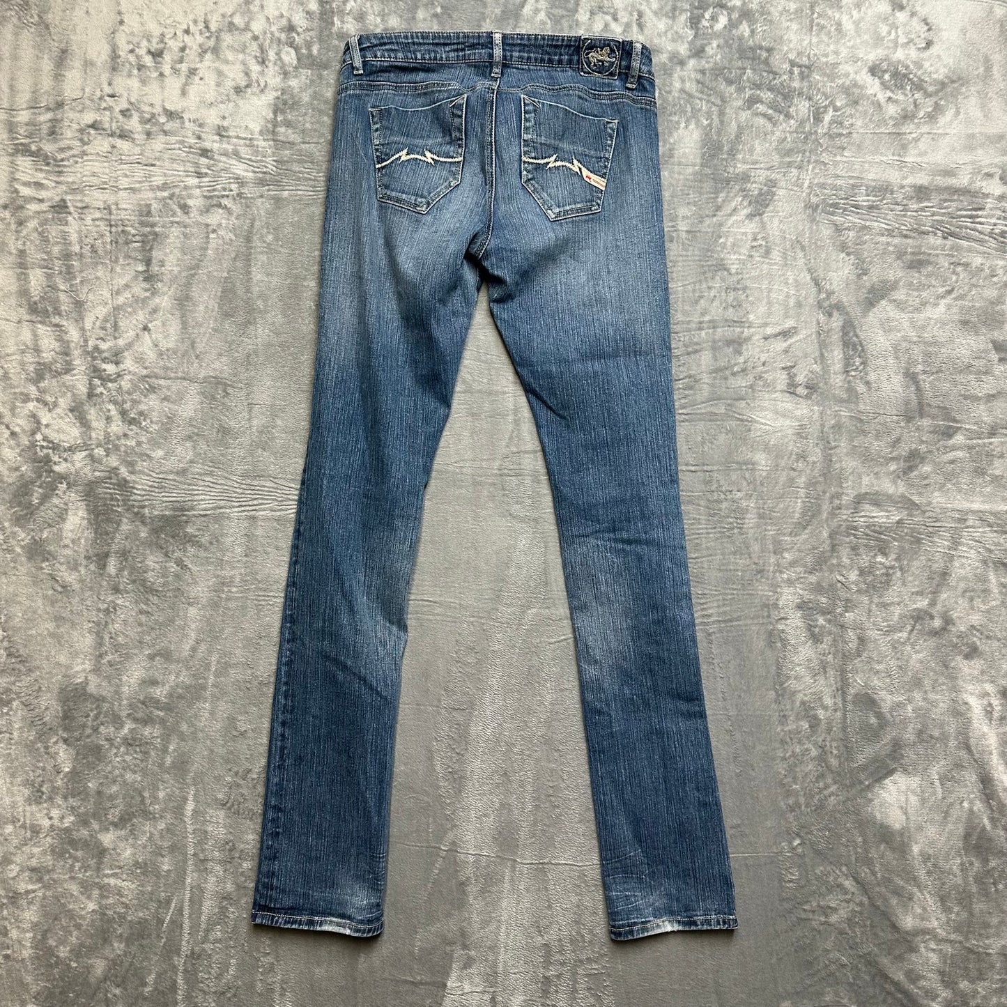 Vintage Parasuco Embroidered Stacked Skinny Jeans Women’s Size 11 Blue Denim Rare