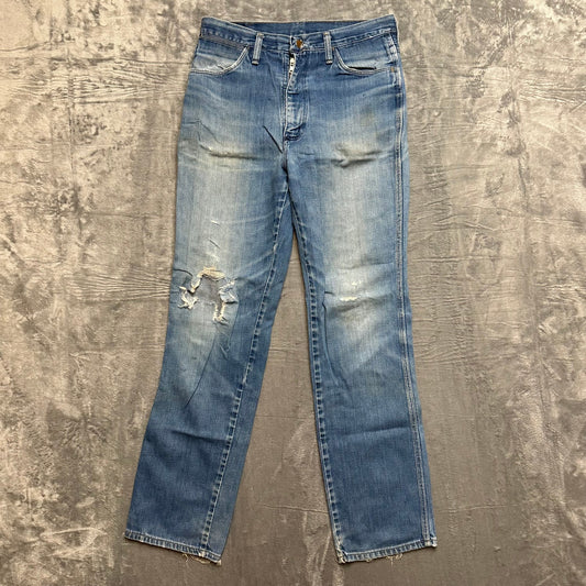 Wrangler Distressed Straight Jeans Mens Size 32 Blue