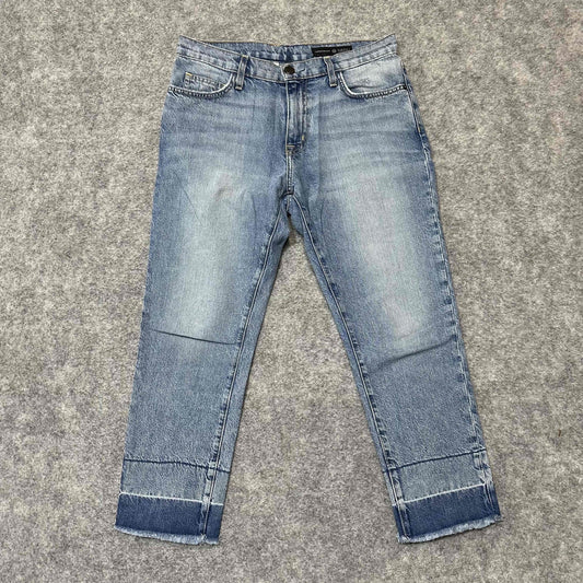 Current/Elliott Women's Cropped Frayed Hem Jeans Size 12/31 Blue