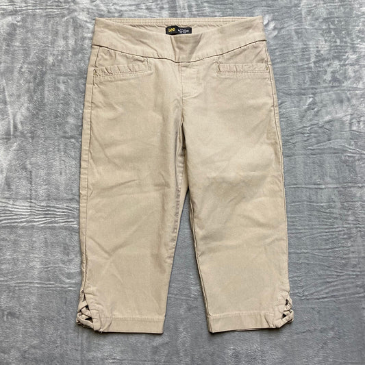 Lee Slim Fit Sculpting Mid Rise Capris Women's Size 2 Beige Capri NWOT