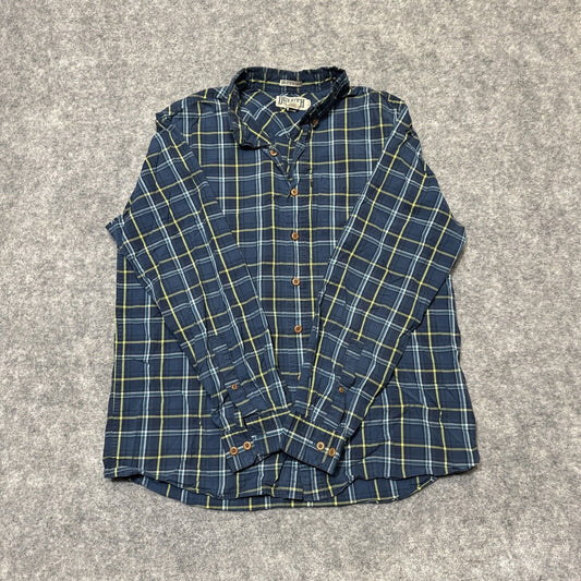 Duluth Trading Untucked Men's Slim Fit Button Up Long Sleeve Shirt Size XLT Blue