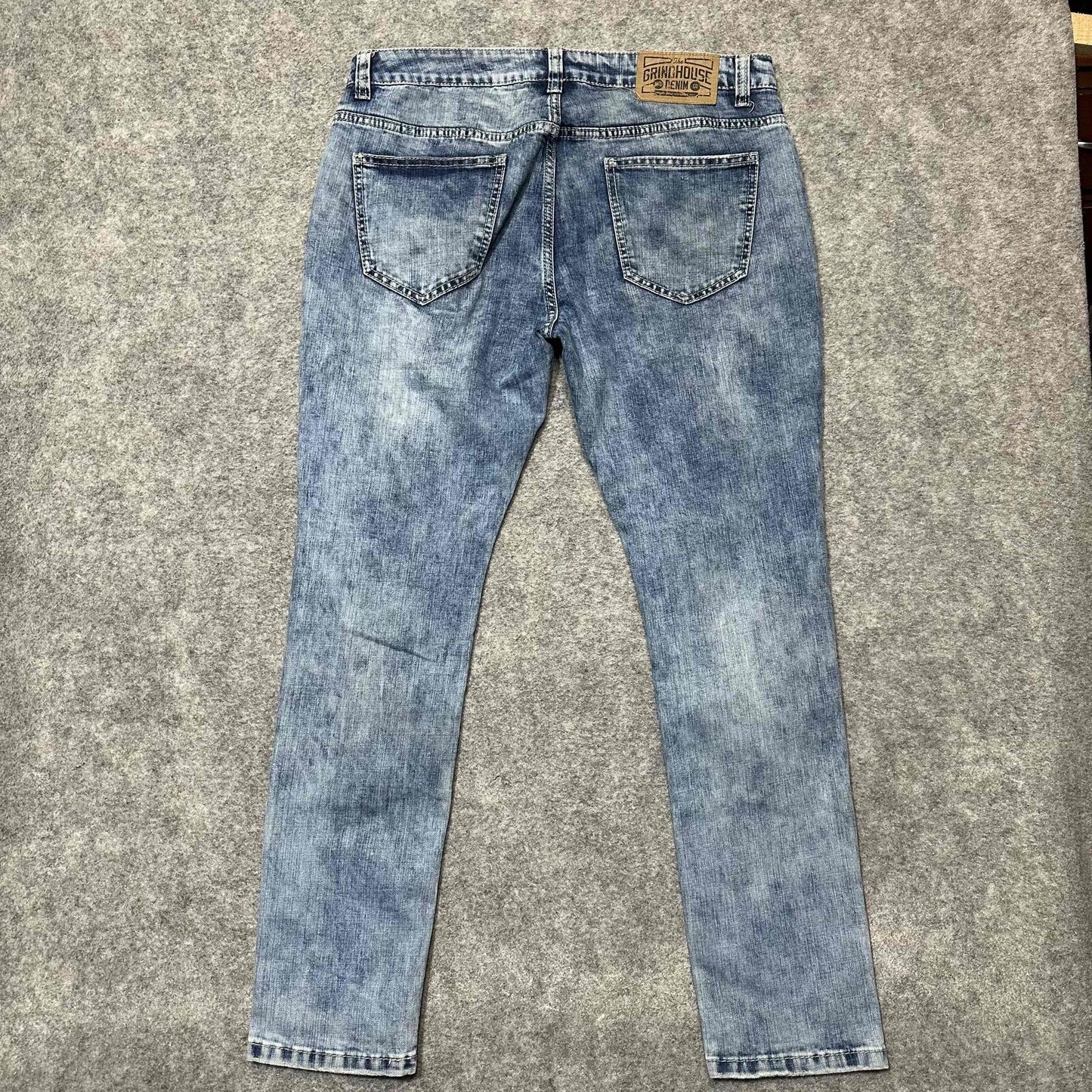 Grindhouse Denim Men's Distressed Skinny Jeans Size 36x32 Blue Light Wash Denim