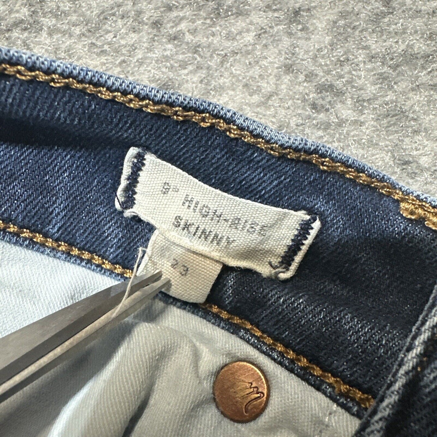 Madewell 9" High Rise Skinny Jeans Womens Size 23 Blue Dark Wash Denim