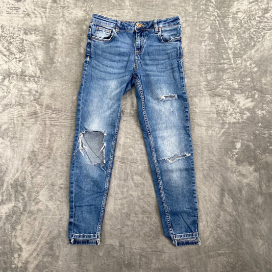 Zara Basic Z1975 Distressed Skinny Jeans Women's Size 36 Blue Denim