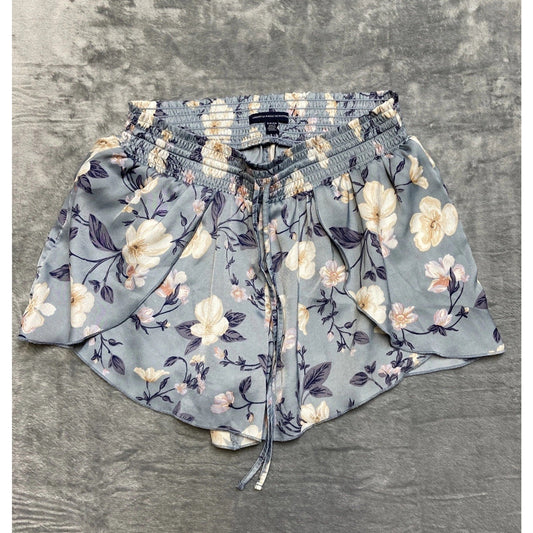 American Eagle Tulip Lounge Shorts Women’s Sz S Blue Floral Elastic Waist