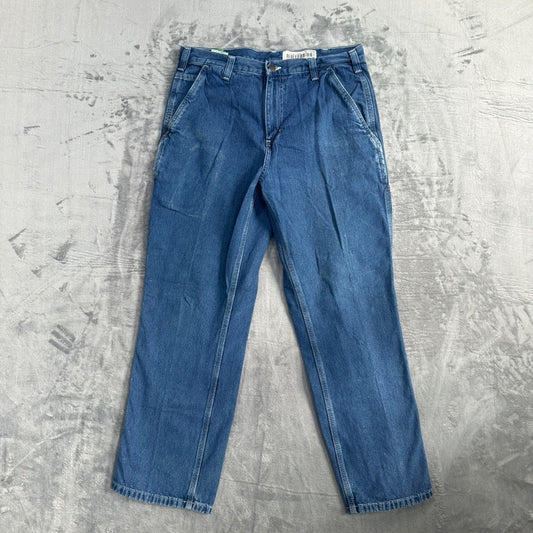 Carhartt Men's Dungaree Fit Straight Jeans 34x30 Blue Denim
