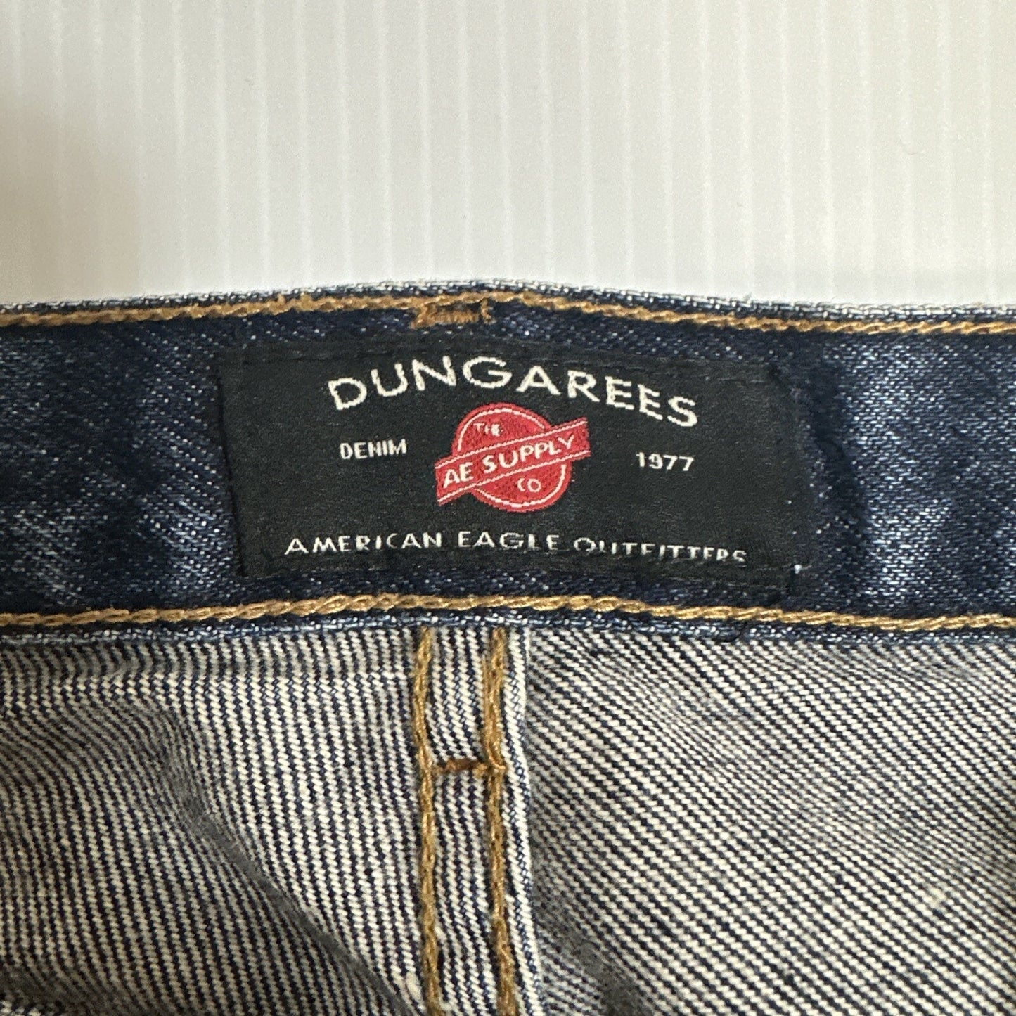 Vintage American Eagle AE Supply Dungarees Womens Jeans Size 12 Blue Dark Wash