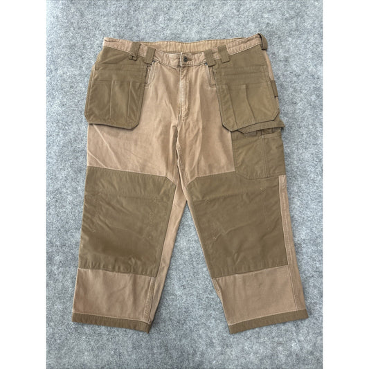 Duluth Men's Double Knee Carpenter Cargo Jeans Sz 44x26 Brown Tool Denim