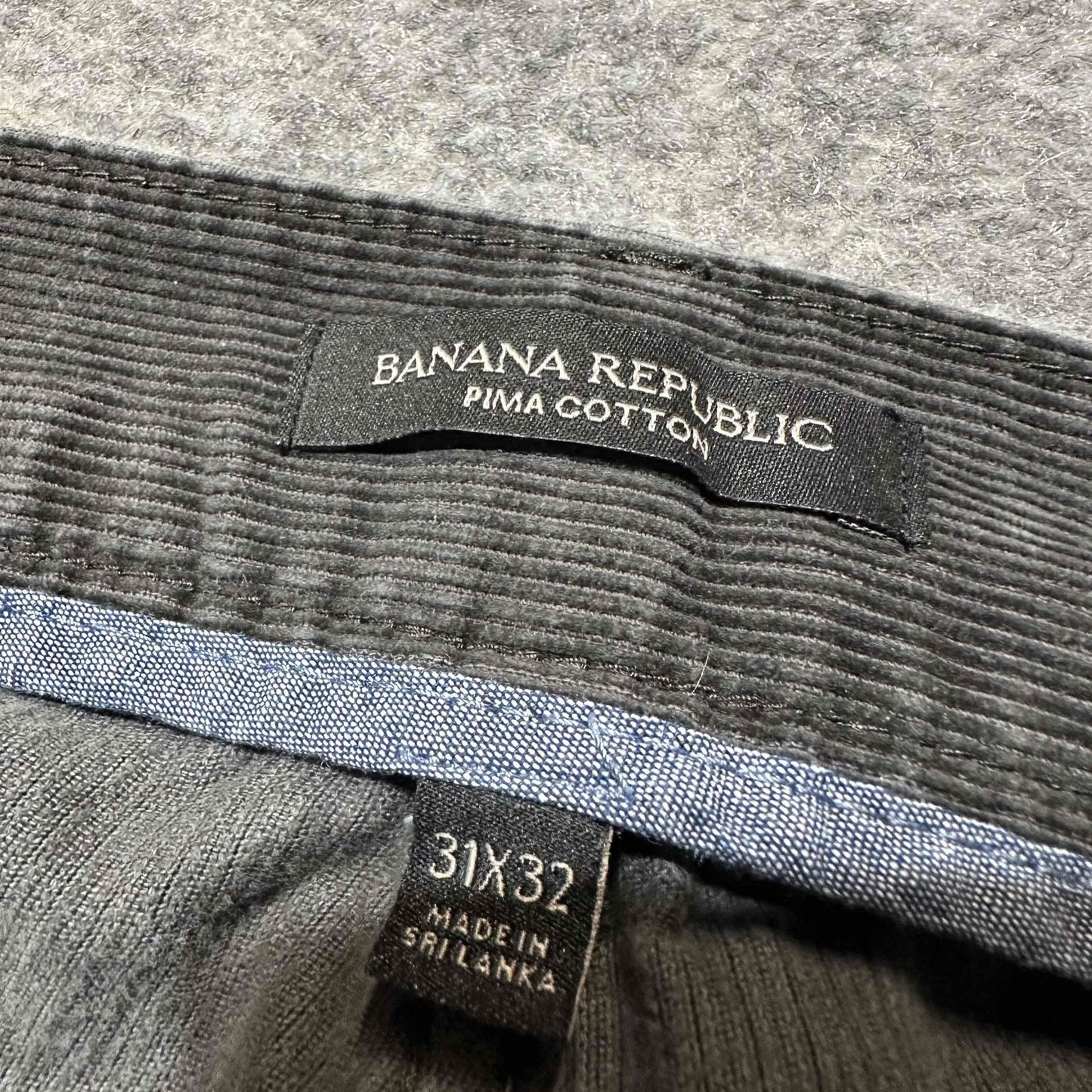 Banana Republic Pima Cotton Men's Corduroy Straight Jeans Size 31x32 Black Dark