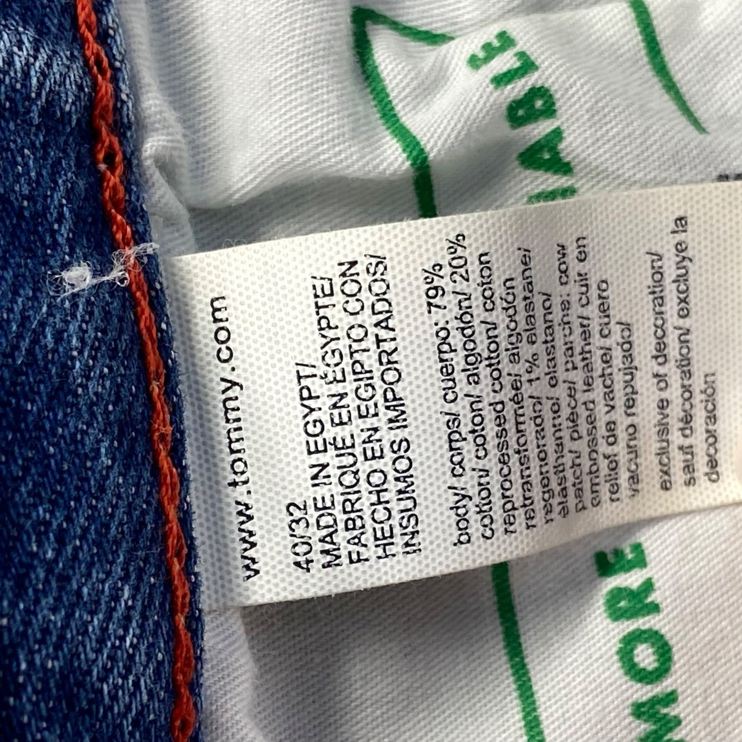 Tommy Jeans Distressed Straight Men's Jeans 40x32 Light Blue Denim