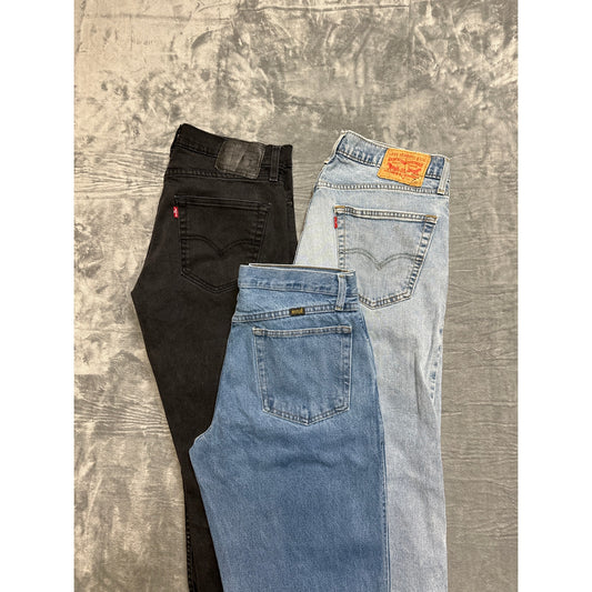 drafted: Lot of 3 Levi’s Rustlers Work Jeans Mens Size 33x30 Blue Black Grade A / B Denim