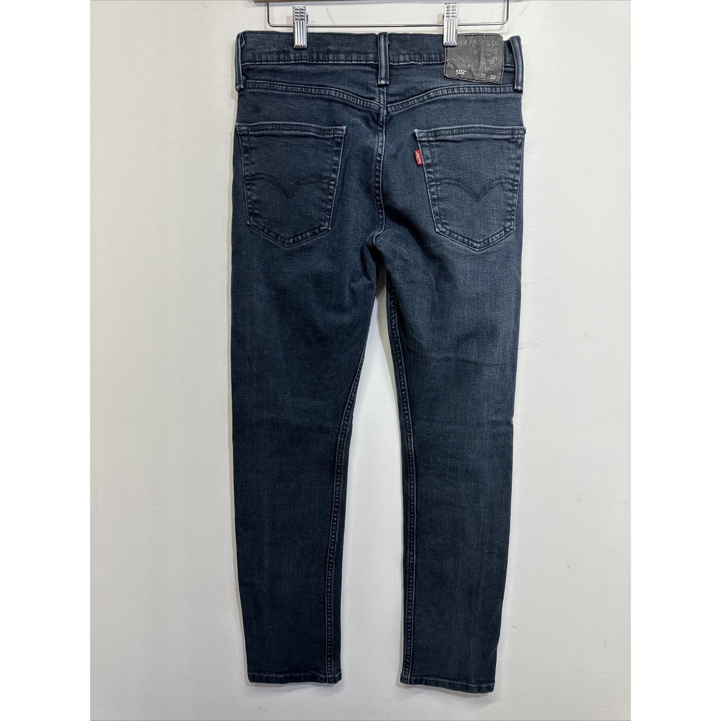 Levi's 502 Jeans Mens 29x32 Black Regular Taper Mid Rise Dark Wash Denim Zip