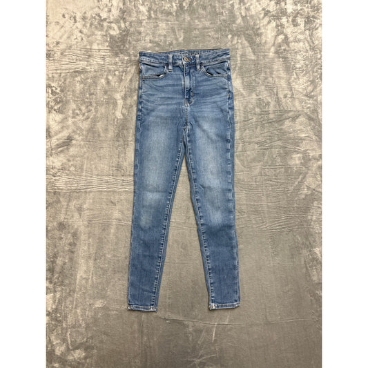 American Eagle Super Hi-Rise Jegging Skinny Jeans Women's Size 0 Short Blue Denim