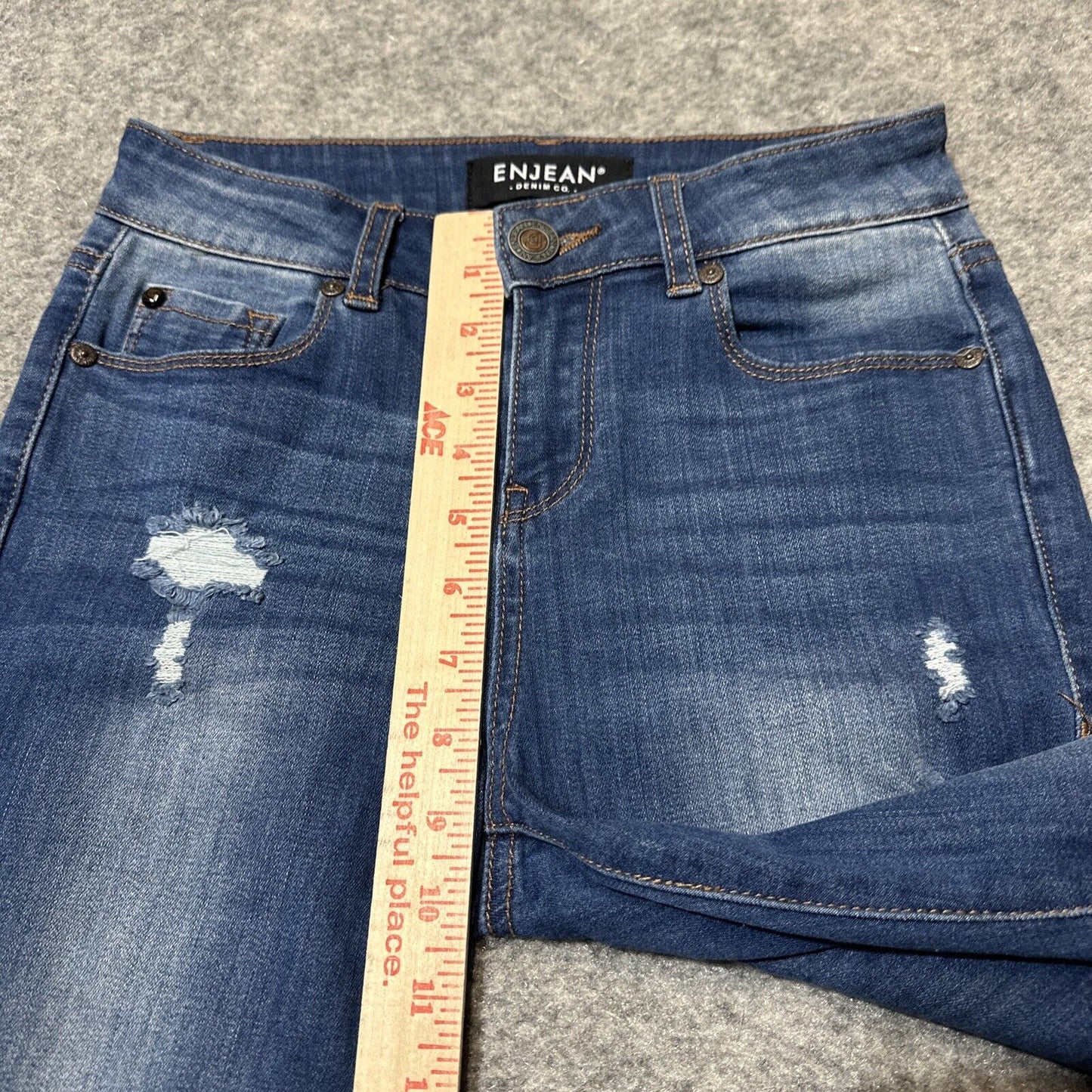 ENJEAN Denim Women's Distressed Skinny Jeans Size 1 Blue Medium Wash Denim