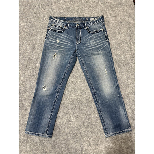 Miss Me Boyfriend Distressed Jeans Women's Size 27 Blue Medium Wash Denim