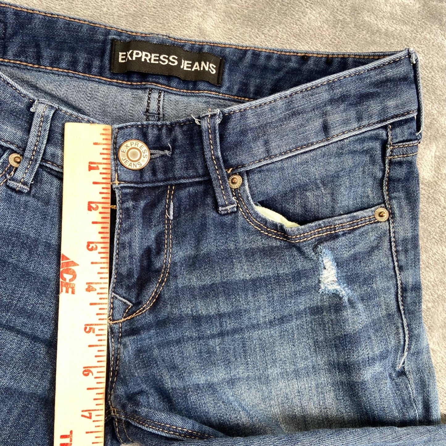 Express Stella Low Rise Legging Jeans Women's Size 0R Distressed Blue