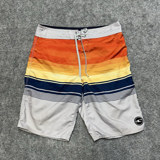 Oneill Board Shorts Men's Size 32 Orange Gray Sunset Swim Shorts