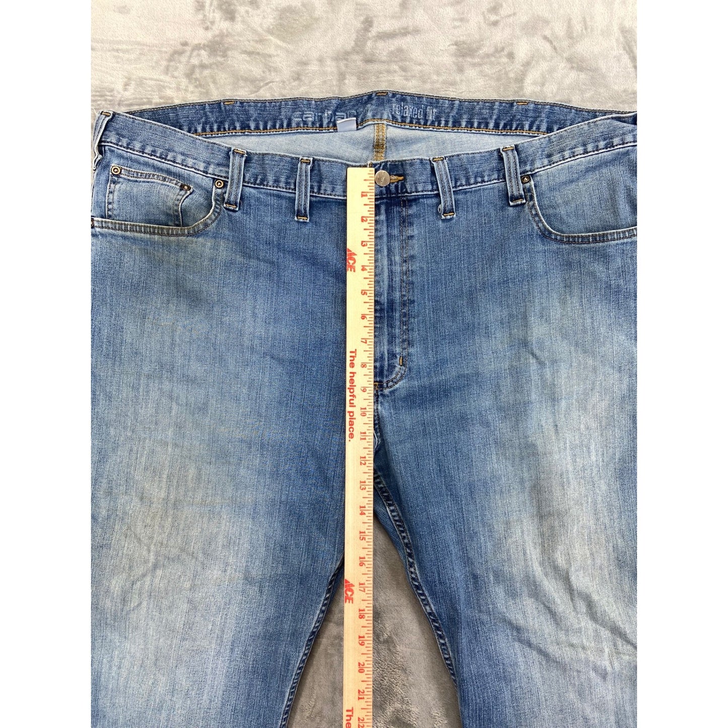 Carhartt Men's Relaxed Fit Straight Jeans 46x30 Blue Light Wash
