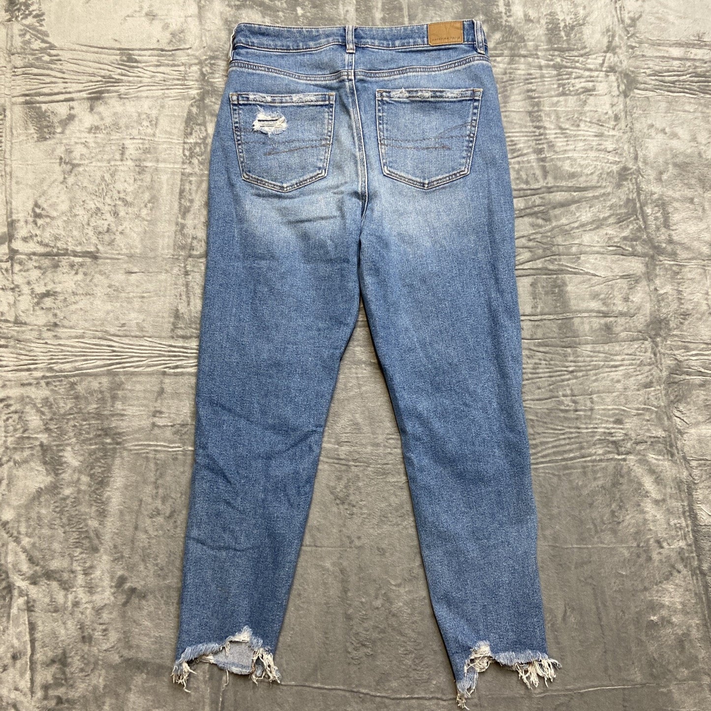 American Eagle Stretch Distressed Mom Jeans Women's Size 8R Blue