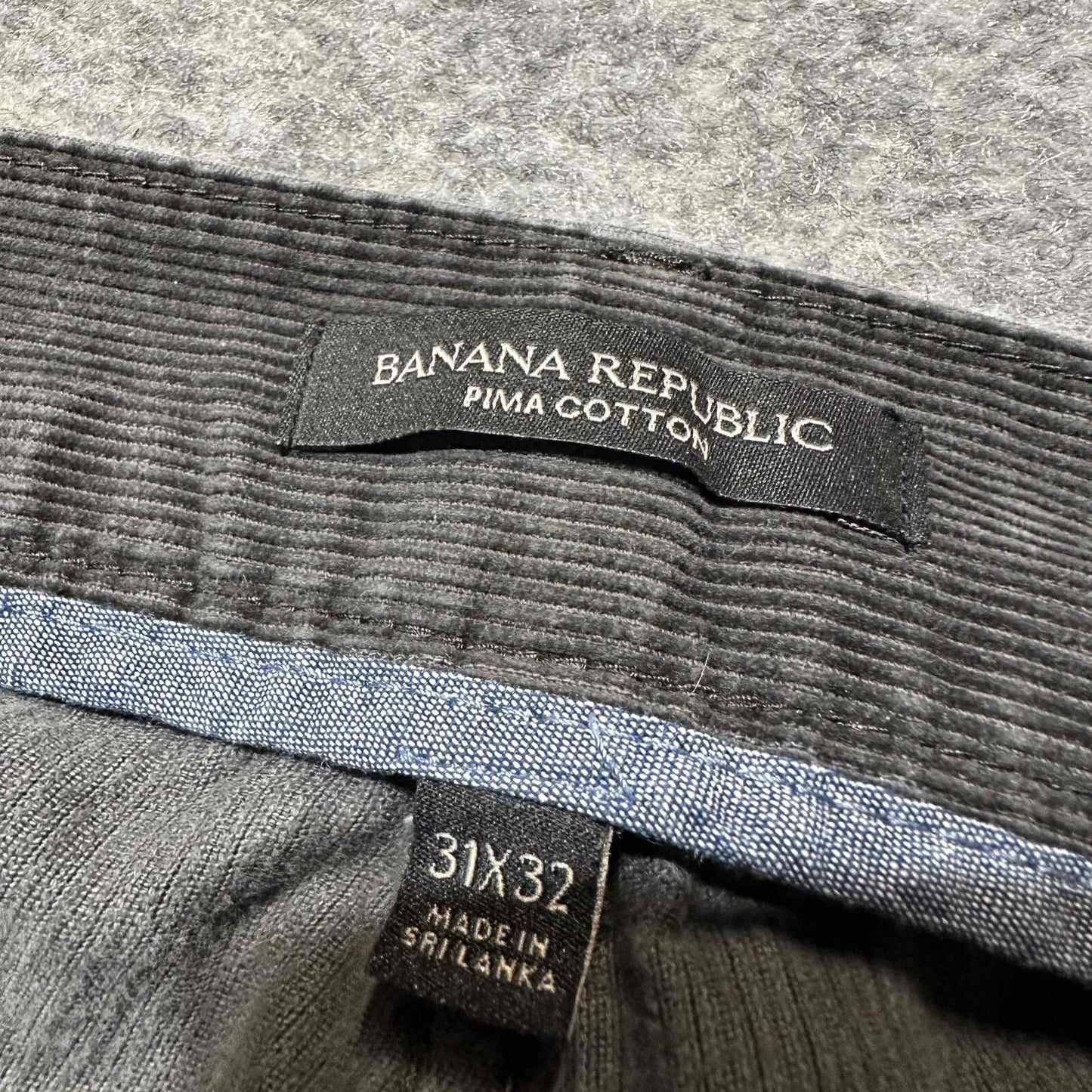 Banana Republic Pima Cotton Men's Corduroy Straight Jeans Size 31x32 Black Dark