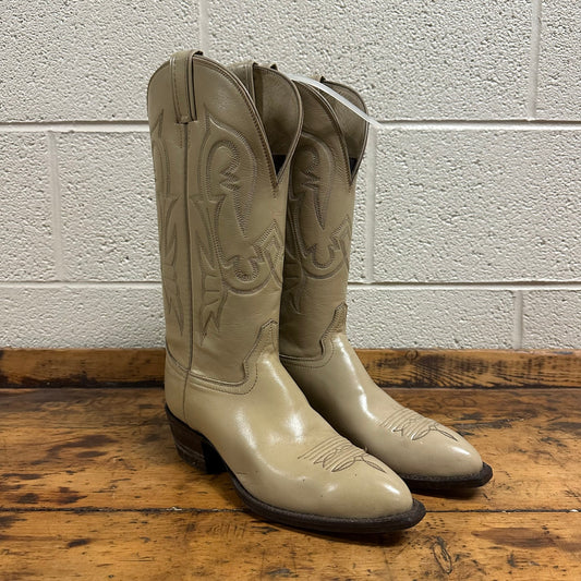 New Hondo Deadstock Western Riding Boots Men's Sz 7.5B Brown Leather Embroidered
