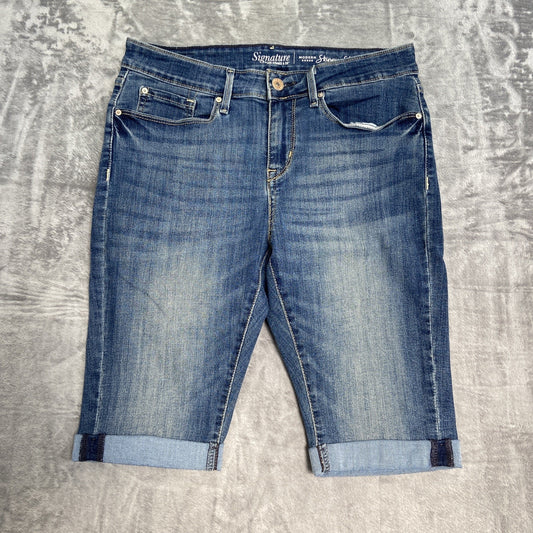 Signature Levi's Modern Skinny Bermuda Shorts Women's Size 10 Blue Cuffed Denim