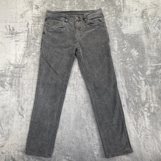 PRANA Slim Fit Corduroy Straight Jeans Men's Size 33x32 Gray Denim