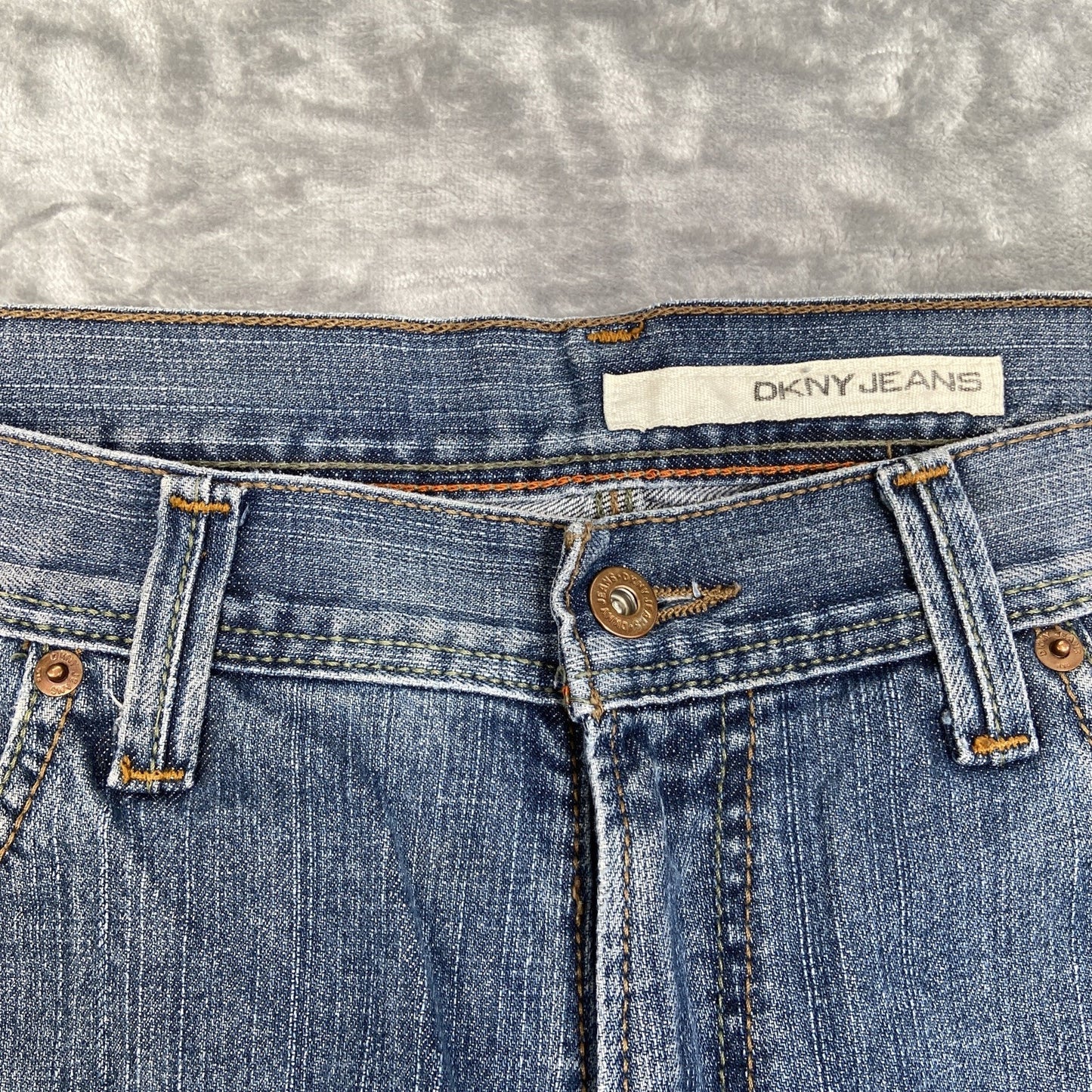 Vintage DKNY Embroidered Straight Jeans Men's Size 36x30 Blue Denim