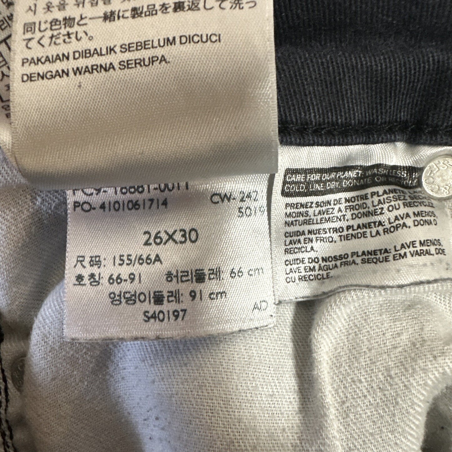 Levi’s 711 Skinny Jeans Women’s Size 26 Black Stretch Denim 26x30 Mid Rise