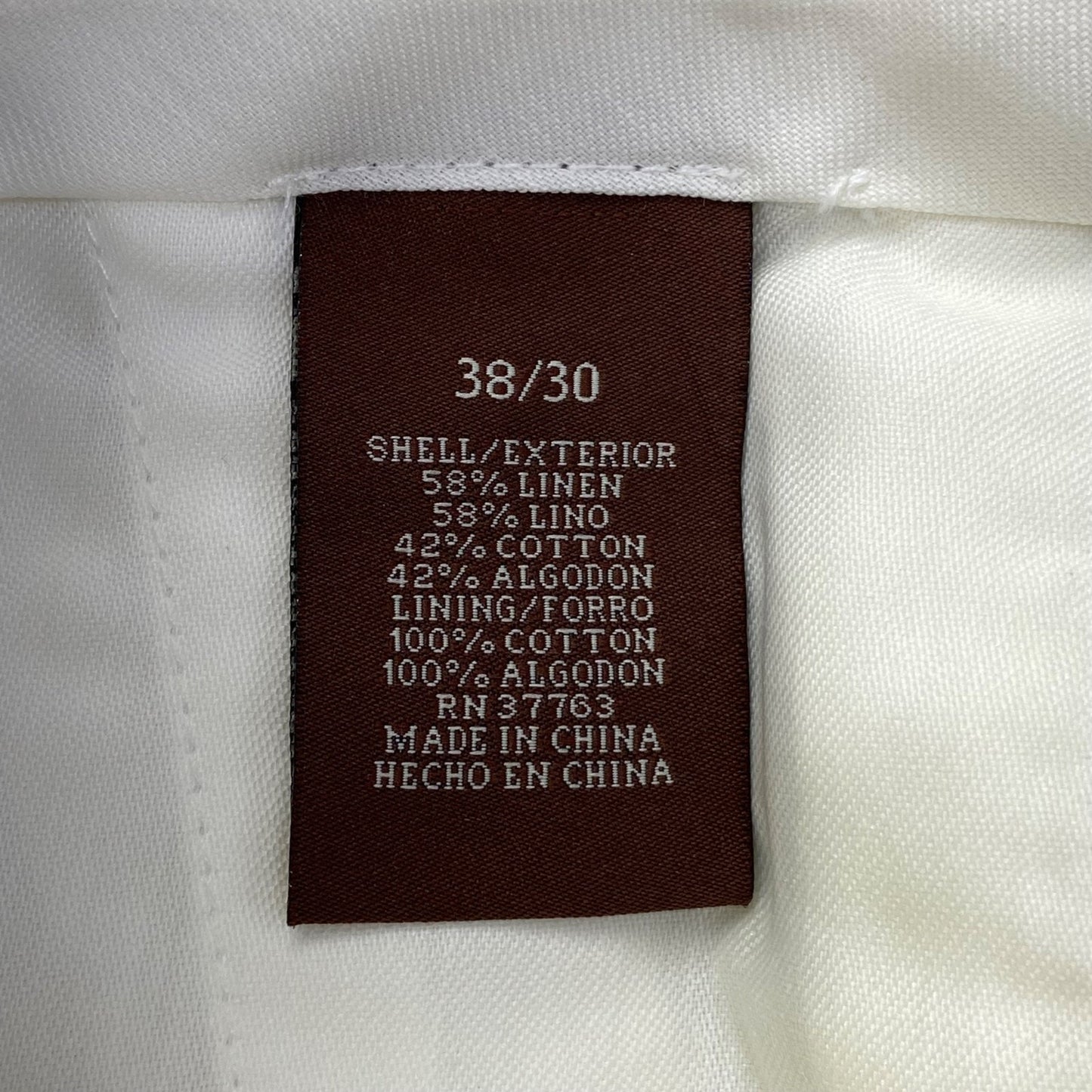 Perry Ellis Men's Dress Pants 38x30 White Linen Blend