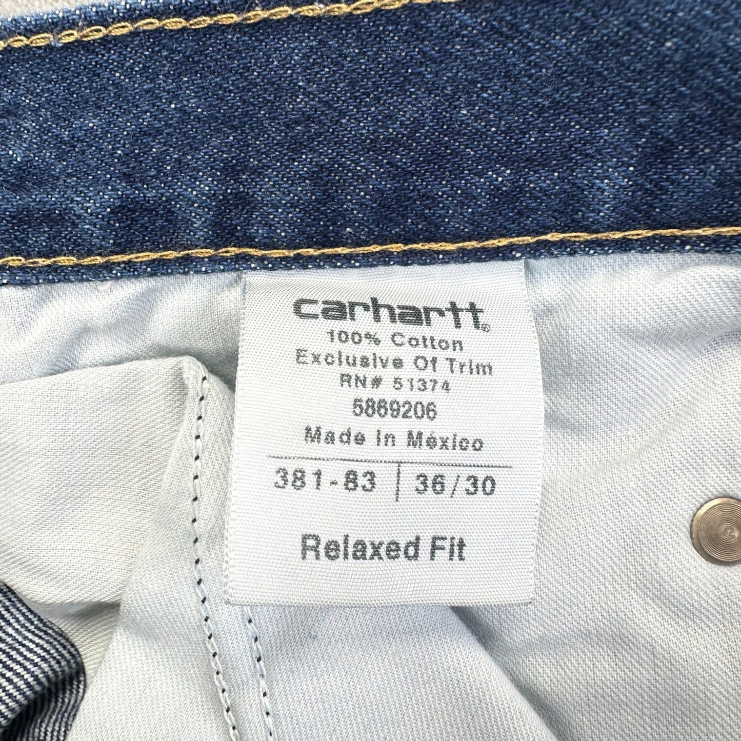 Carhartt Men's Relaxed Fit Straight Jeans 36x30 Blue Denim #2015