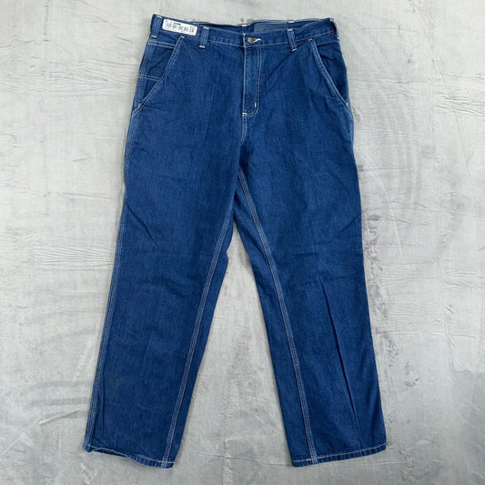 Carhartt Men's Dungaree Fit Straight Jeans 34x30 Blue Dark Wash #2028