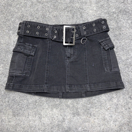Urban Outfitters Belted Cargo Jean Skirt Women's Size XS Black Emo