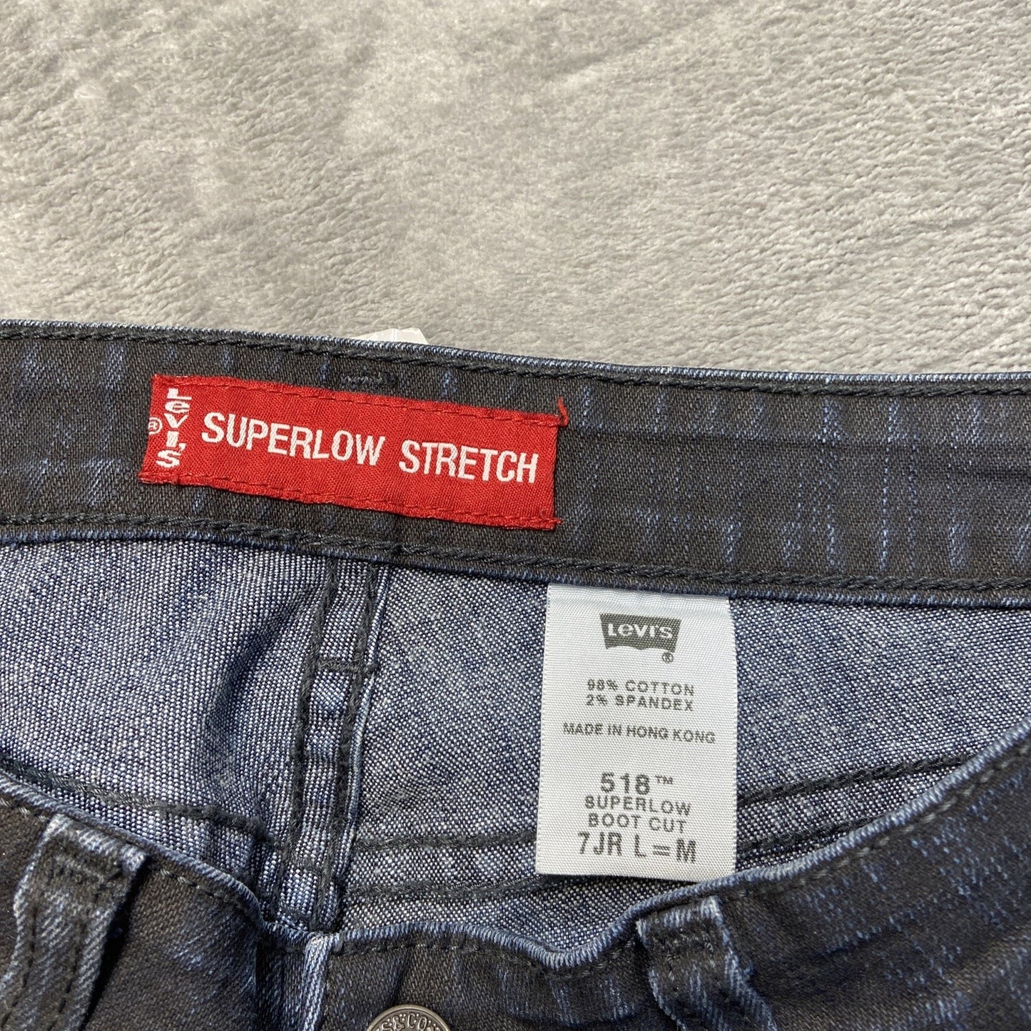 New Levi's 518 Superlow Stretch Bootcut Coated Jeans Women's Size 7 JR M Blue