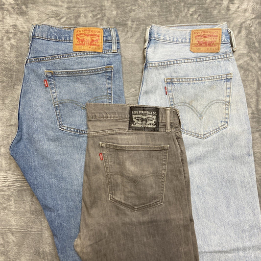 Wholesale Lot of 3 Levi's Work Jeans Men's Size 36x32 Blue Gray Grade B