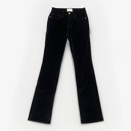 Frame Denim Le Mini Boot Velvet Jeans Women's Size 25 Black Pants