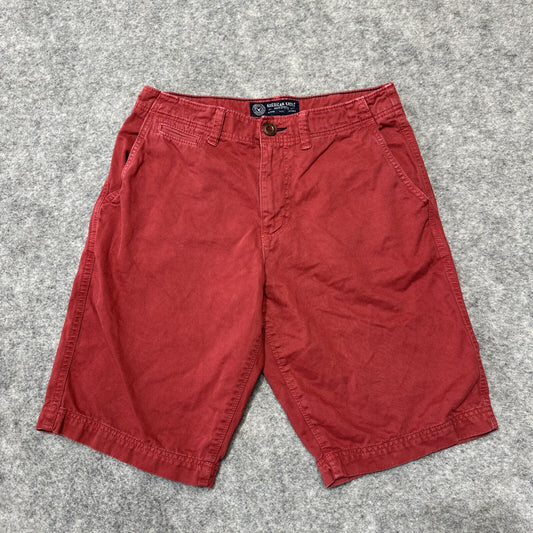 American Eagle Longer Length Men's Chino Shorts Size 30 Red Chinos