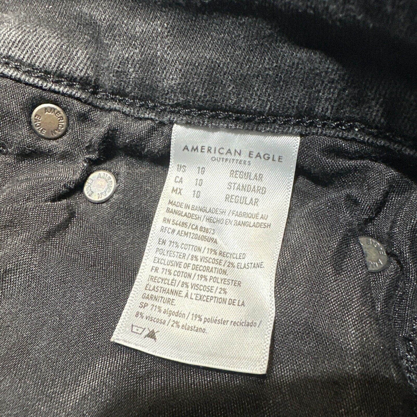 American Eagle Distressed Next Level Stretch Hi Rise Jegging Women's 10R Black