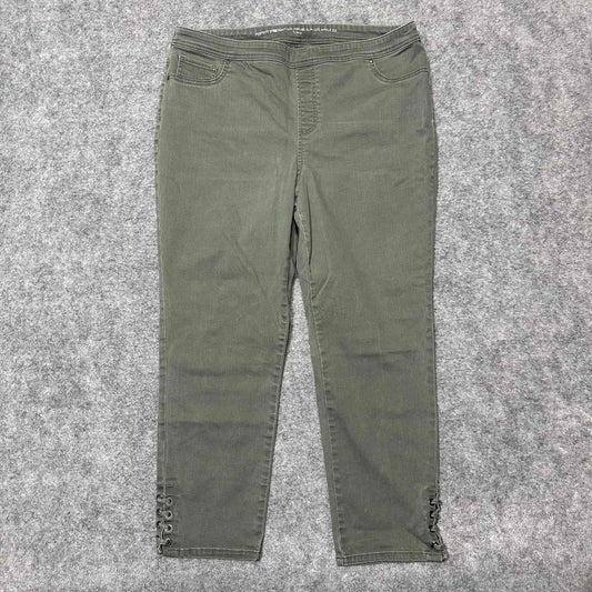 Chicos Women's Perfect Stretch Girlfriend Slim Ankle Jeans Size 25 Green Denim