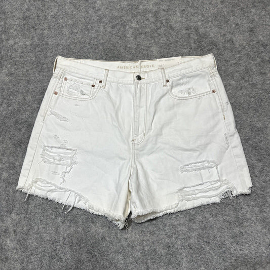 New American Eagle 90s Boyfriend Mid Length Women's Distressed Jean Shorts Sz 18