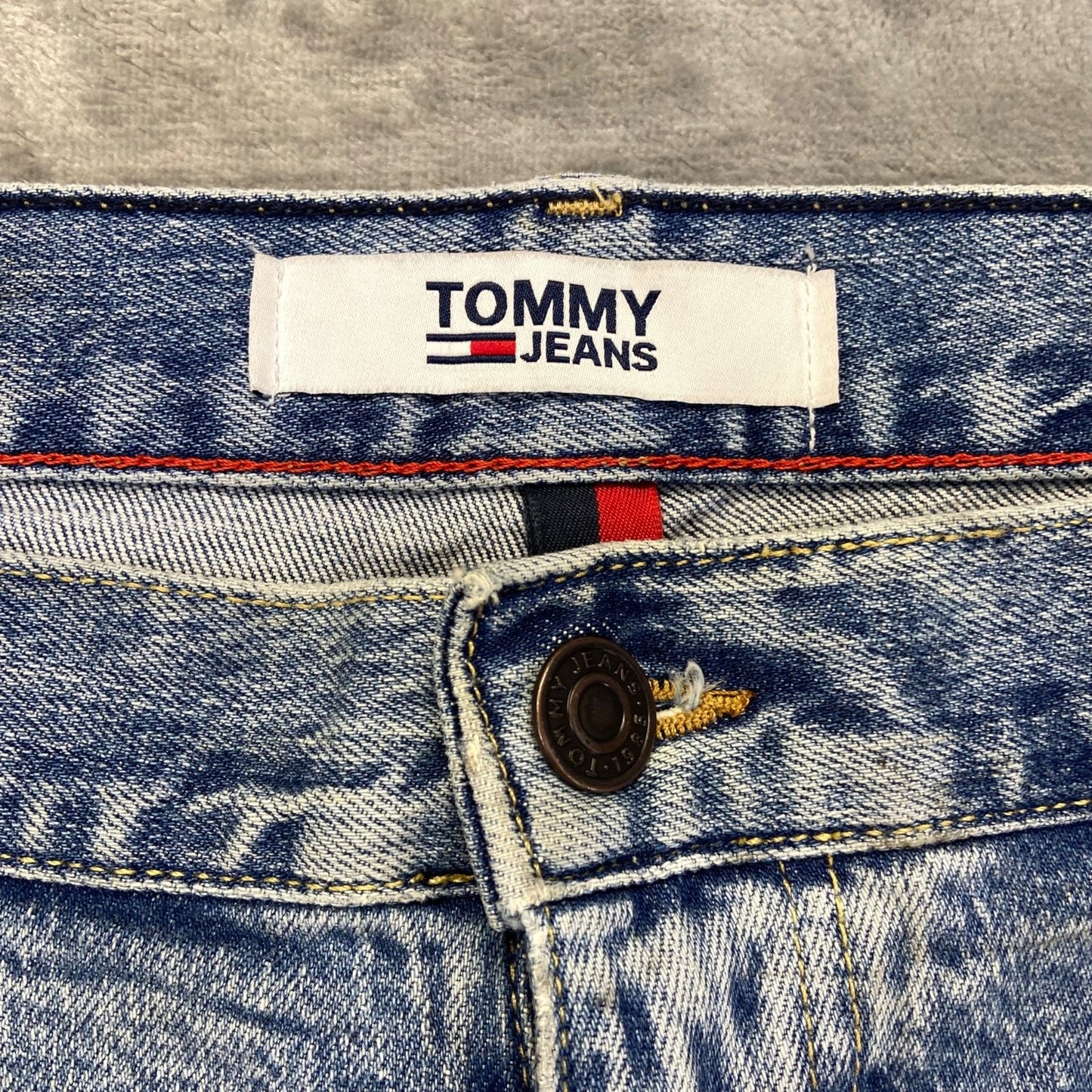 Tommy Jeans Distressed Straight Men's Jeans 40x32 Light Blue Denim
