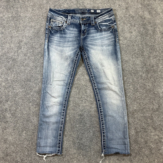 Miss Me Signature Skinny Cropped Jeans Women's Size Light Blue Faded Jeans