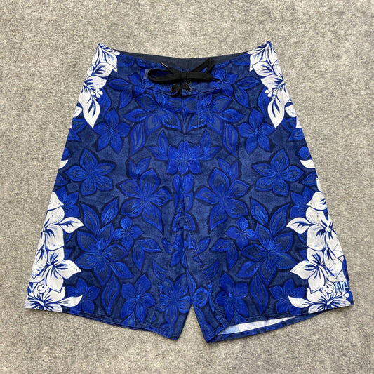 Vintage Rip Curl Board Shorts Mens Size 31 Dark Blue Velour Brushed Tropical